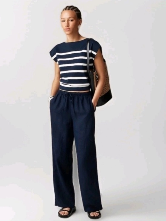 J. Crew Pants - 🏷️🧡🔥J. Crew - Navy Soleil 100% Linen Pants - M & LP